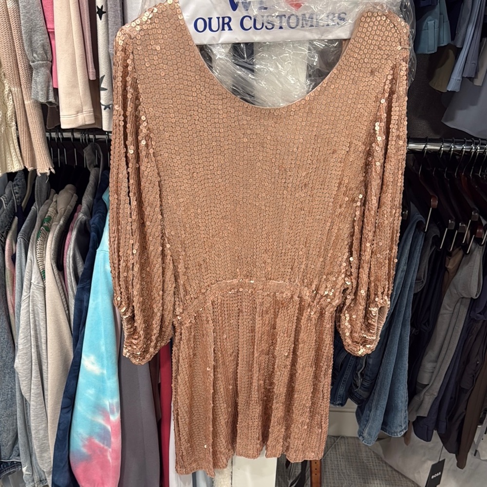 Show me your mumu sequin dress in Rose Gold